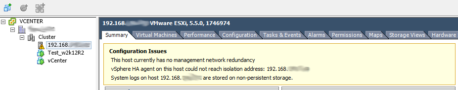 ESXi warnings